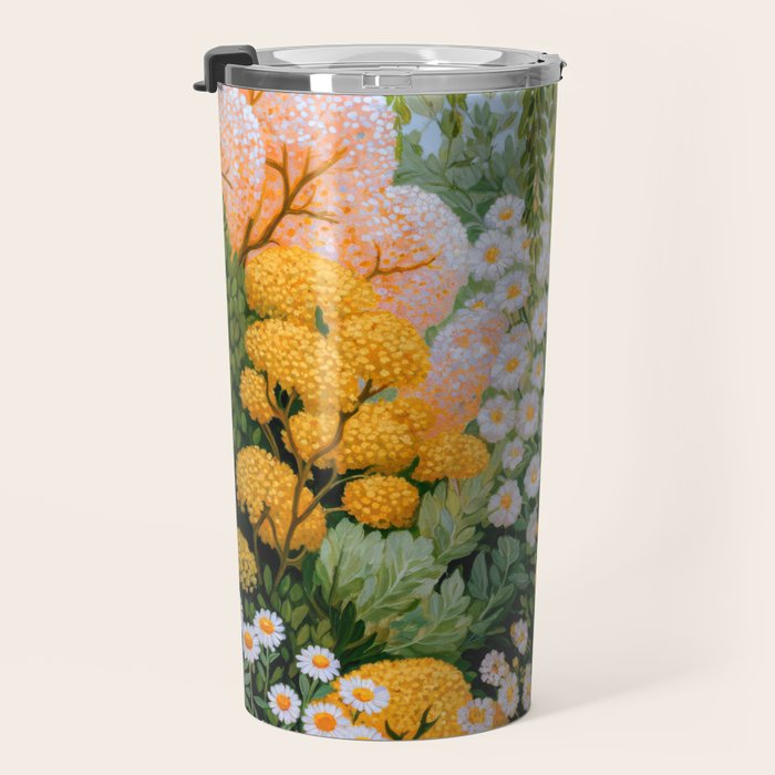Floral Painting Maximalist Dopamine Decor Flower Print Polkadot Art Japanese Wall Art Sage Green Art Travel Mug Gallery Image 3