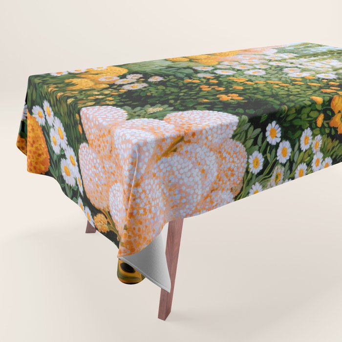 Floral Painting Maximalist Dopamine Decor Flower Print Polkadot Art Japanese Wall Art Sage Green Art Tablecloth Gallery Image 1