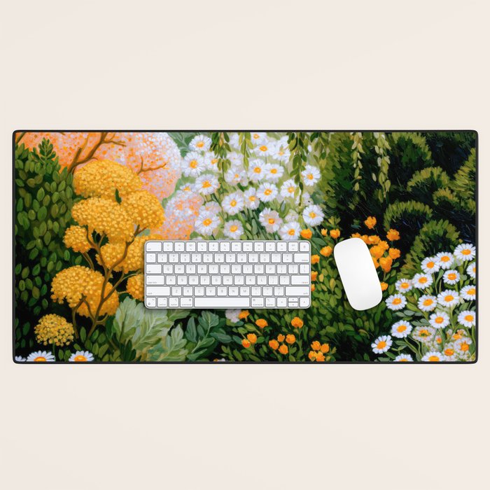 Floral Painting Maximalist Dopamine Decor Flower Print Polkadot Art Japanese Wall Art Sage Green Art Desk Mat Gallery Image 1