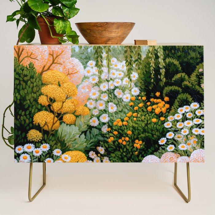 Floral Painting Maximalist Dopamine Decor Flower Print Polkadot Art Japanese Wall Art Sage Green Art Credenza Gallery Image 1