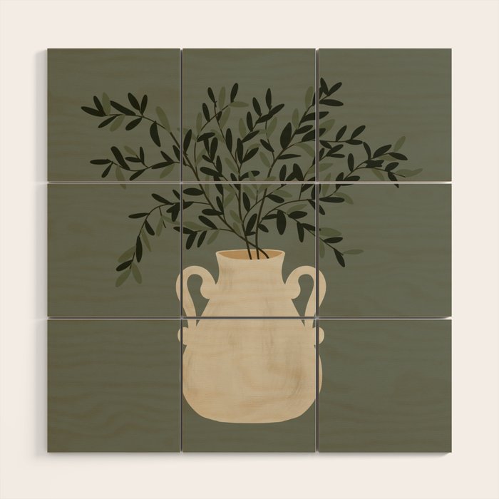 Vase no. 31 with Winter Greenery  Wood Wall Art Gallery Image 1