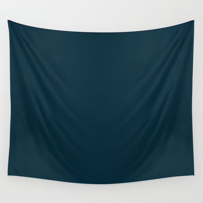 Minimal, Solid Color, Dark Teal Wall Tapestry Gallery Image 4