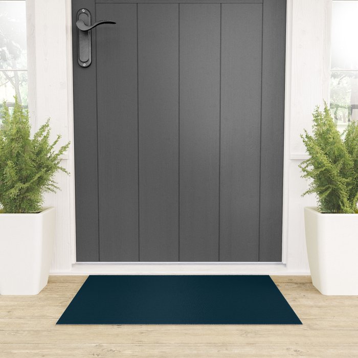 Minimal, Solid Color, Dark Teal Welcome Mat Gallery Image 3
