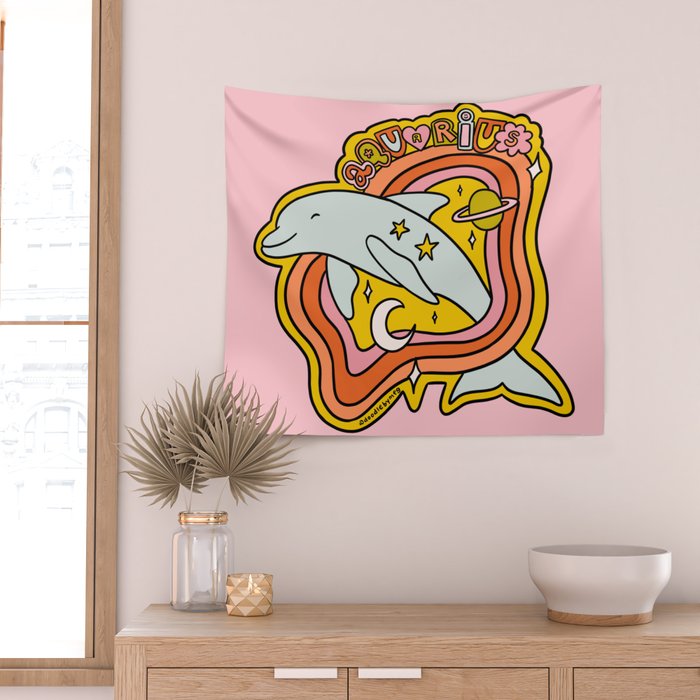 Aquarius Dolphin Wall Tapestry Gallery Image 2