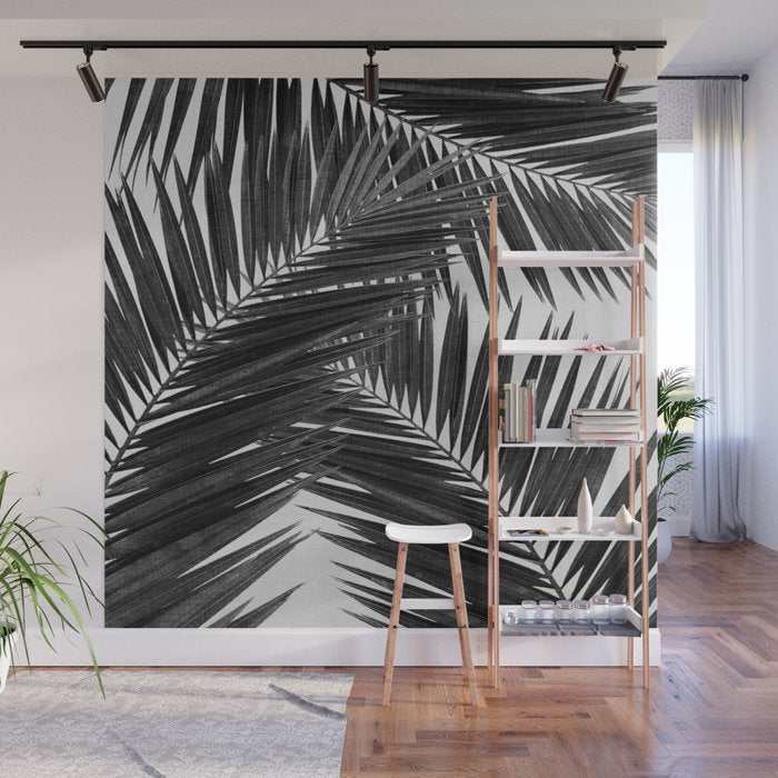 Palm Leaf Black & White III Wall Mural Gallery Image 1