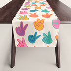 Peace And Victory Hand Sign In Rainbow Colours Pattern Table Runner Gallery Image 1