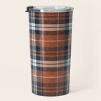 fall plaid - rust and navy blue Travel Mug Gallery Image 3
