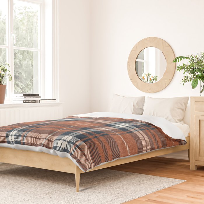 fall plaid - rust and navy blue Duvet Cover Gallery Image 2