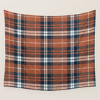 fall plaid - rust and navy blue Wall Tapestry Gallery Image 4