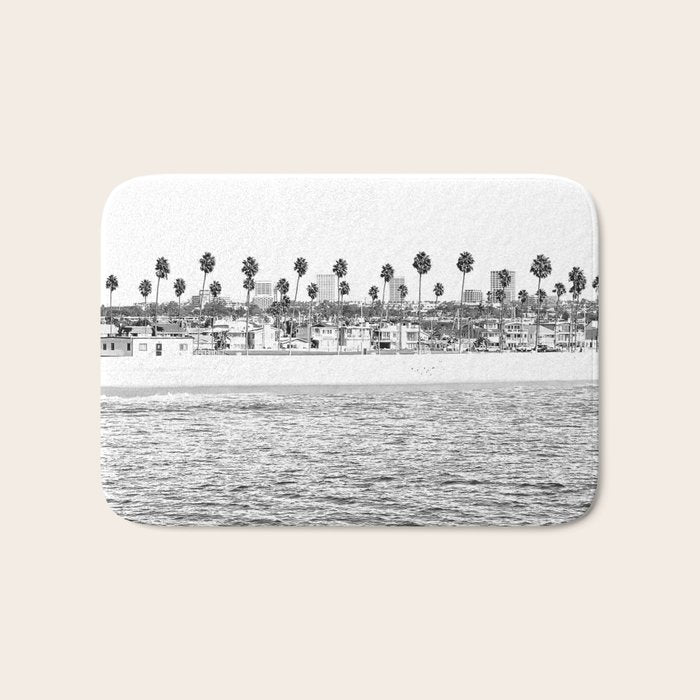 Vintage Newport Beach Print {4 of 4} | Photography Ocean Palm Trees B&W Tropical Summer Sky Bath Mat Gallery Image 1