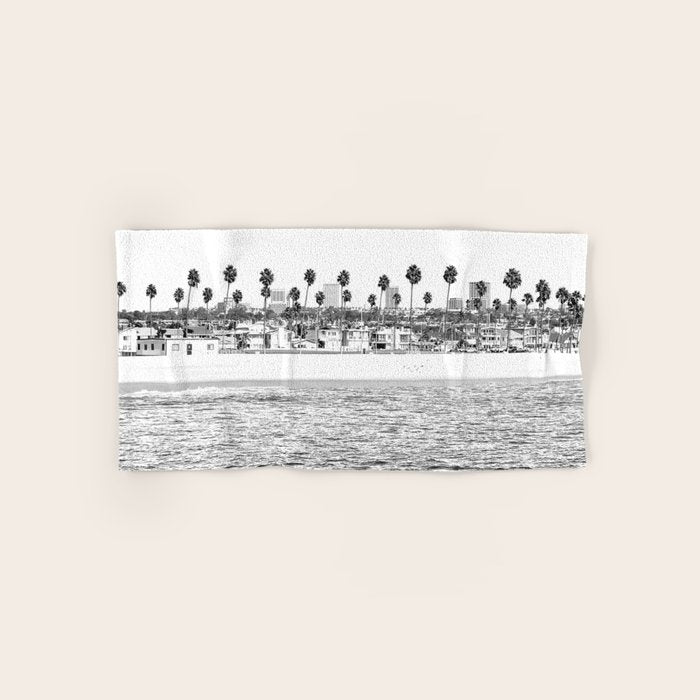 Vintage Newport Beach Print {4 of 4} | Photography Ocean Palm Trees B&W Tropical Summer Sky Bath Towel Gallery Image 1