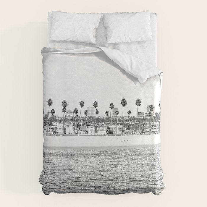 Vintage Newport Beach Print {4 of 4} | Photography Ocean Palm Trees B&W Tropical Summer Sky Duvet Cover Gallery Image 6