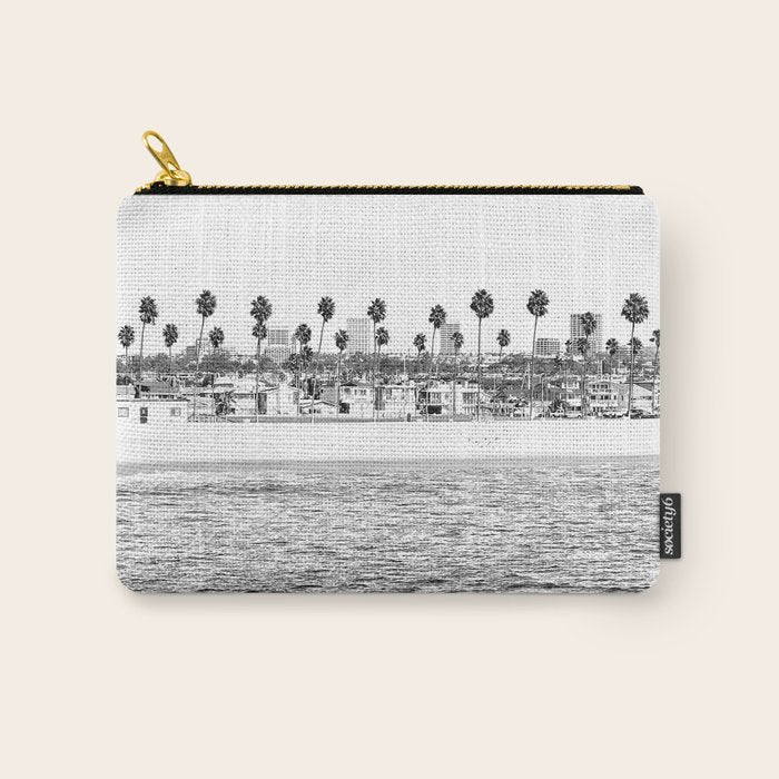 Vintage Newport Beach Print {4 of 4} | Photography Ocean Palm Trees B&W Tropical Summer Sky Carry All Pouch Gallery Image 1