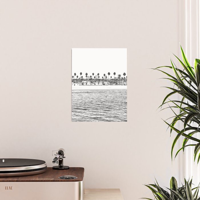 Vintage Newport Beach Print {4 of 4} | Photography Ocean Palm Trees B&W Tropical Summer Sky Poster Gallery Image 2