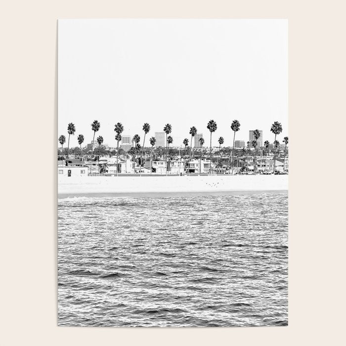 Vintage Newport Beach Print {4 of 4} | Photography Ocean Palm Trees B&W Tropical Summer Sky Poster Gallery Image 4