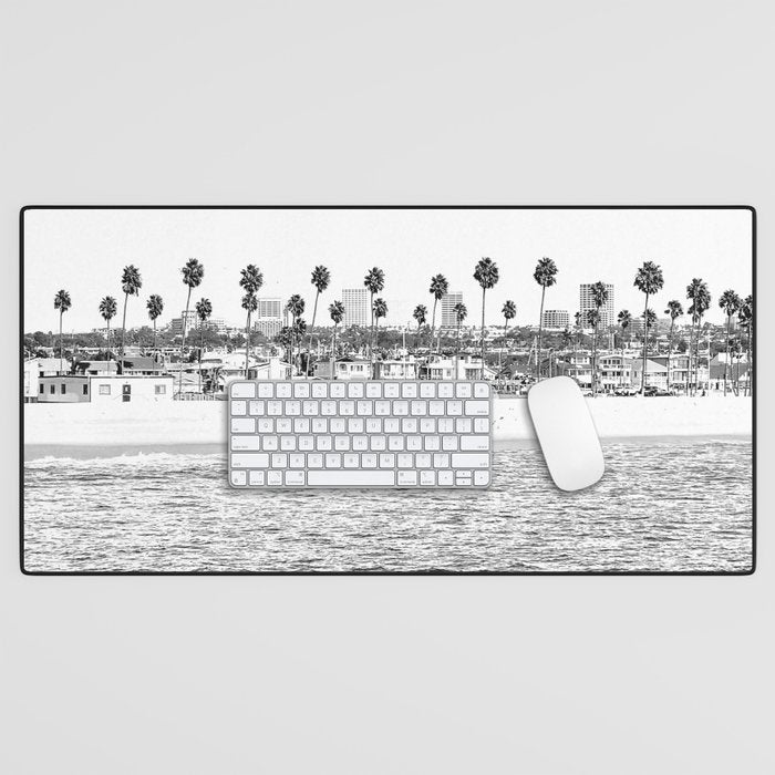 Vintage Newport Beach Print {4 of 4} | Photography Ocean Palm Trees B&W Tropical Summer Sky Desk Mat Gallery Image 1