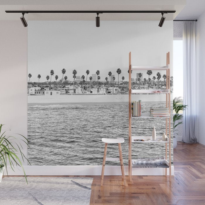 Vintage Newport Beach Print {4 of 4} | Photography Ocean Palm Trees B&W Tropical Summer Sky Wall Mural Gallery Image 1