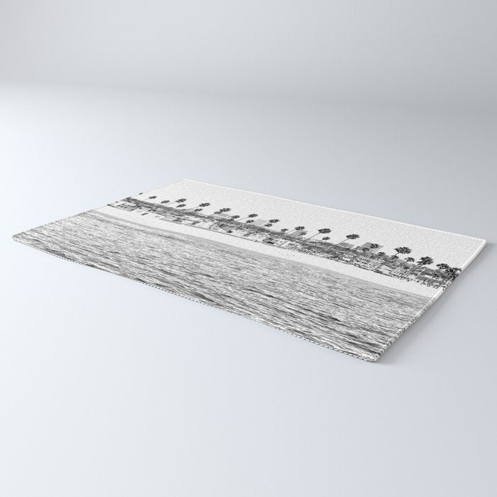 Vintage Newport Beach Print {4 of 4} | Photography Ocean Palm Trees B&W Tropical Summer Sky Rug Gallery Image 3