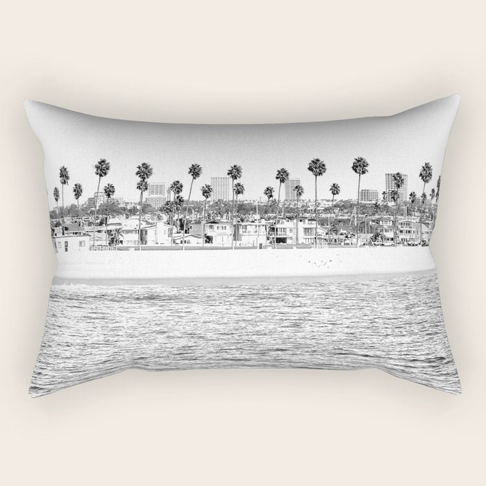Vintage Newport Beach Print {4 of 4} | Photography Ocean Palm Trees B&W Tropical Summer Sky Rectangular Pillow Gallery Image 1