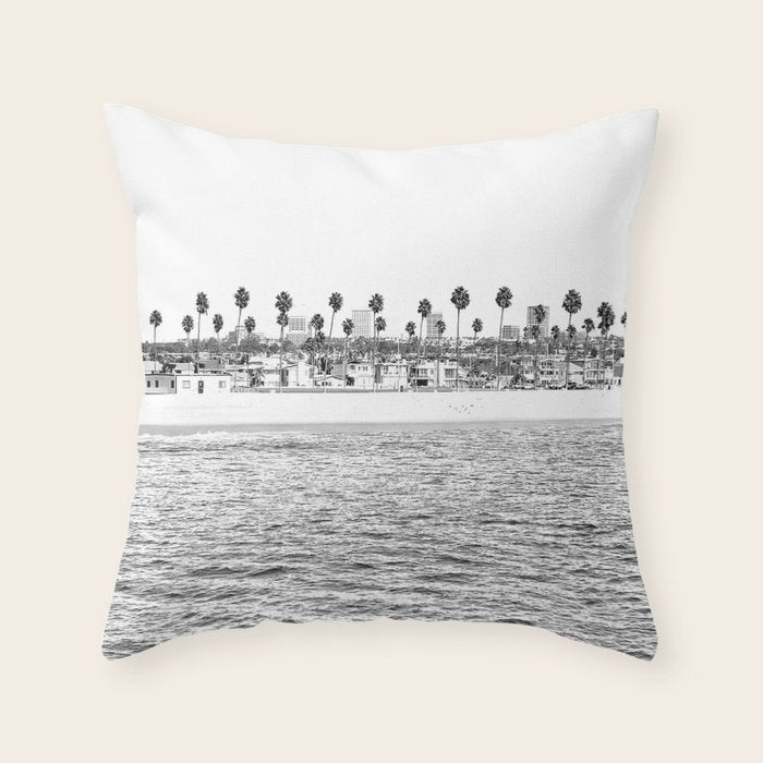 Vintage Newport Beach Print {4 of 4} | Photography Ocean Palm Trees B&W Tropical Summer Sky Throw Pillow Gallery Image 6