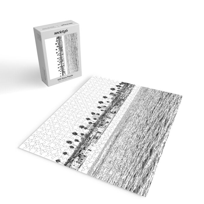Vintage Newport Beach Print {4 of 4} | Photography Ocean Palm Trees B&W Tropical Summer Sky Jigsaw Puzzle Gallery Image 2