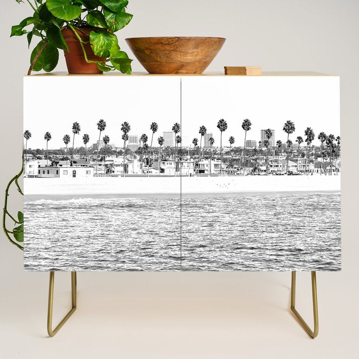 Vintage Newport Beach Print {4 of 4} | Photography Ocean Palm Trees B&W Tropical Summer Sky Credenza Gallery Image 1