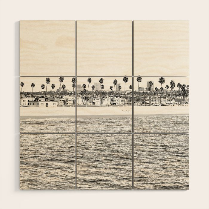 Vintage Newport Beach Print {4 of 4} | Photography Ocean Palm Trees B&W Tropical Summer Sky Wood Wall Art Gallery Image 1