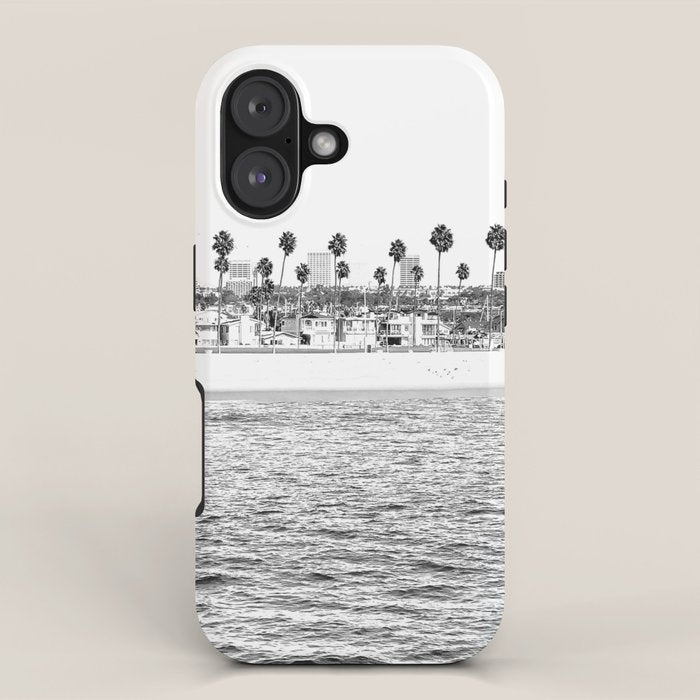 Vintage Newport Beach Print {4 of 4} | Photography Ocean Palm Trees B&W Tropical Summer Sky iPhone Case Gallery Image 1