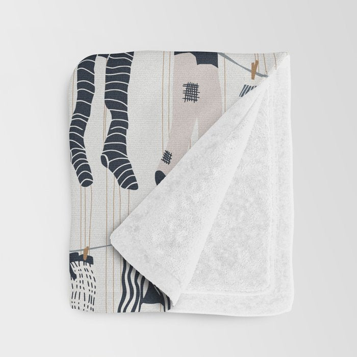 Hang out in laundry room Illu denim Throw Blanket Gallery Image 3