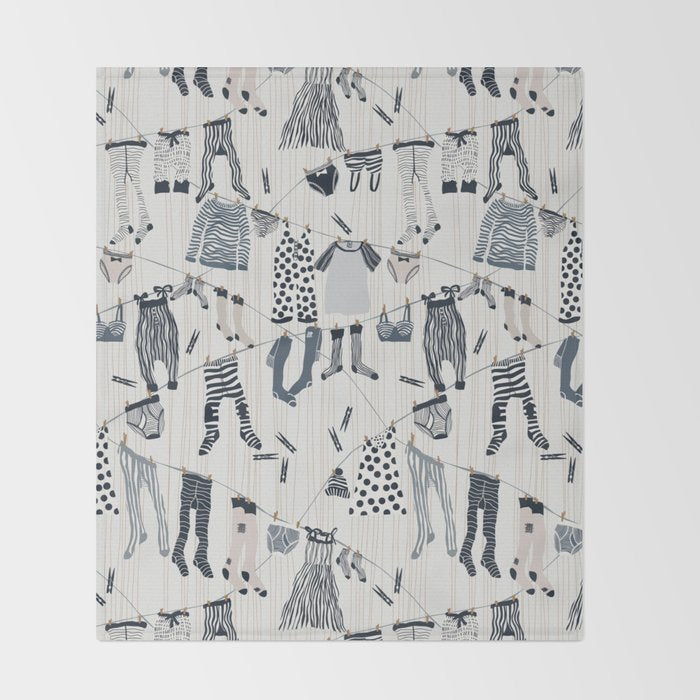 Hang out in laundry room Illu denim Throw Blanket Gallery Image 2