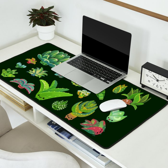Baby succulent 1 - dark Desk Mat Gallery Image 2