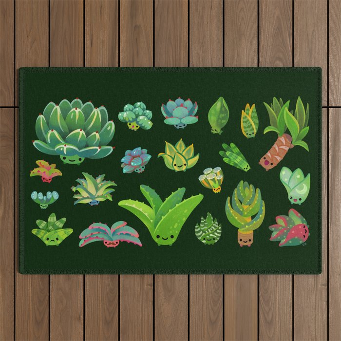 Baby succulent 1 - dark Outdoor Rug Gallery Image 1