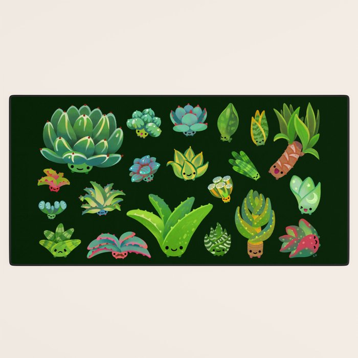 Baby succulent 1 - dark Desk Mat Gallery Image 3