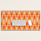 Mid Century Modern Geometric Lexington Ave Pattern in 70s Orange and Cream Beige Desk Mat Gallery Image 1