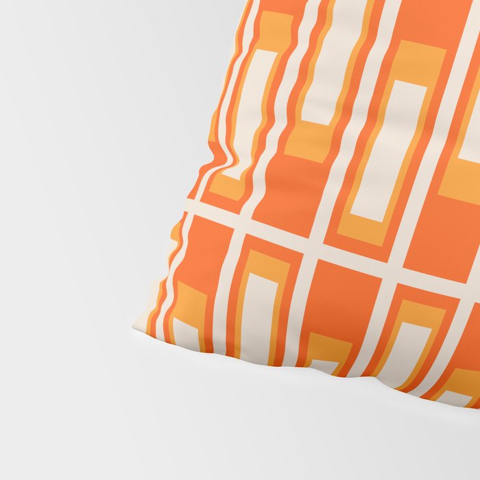 Mid Century Modern Geometric Lexington Ave Pattern in 70s Orange and Cream Beige Pillow Sham Gallery Image 4