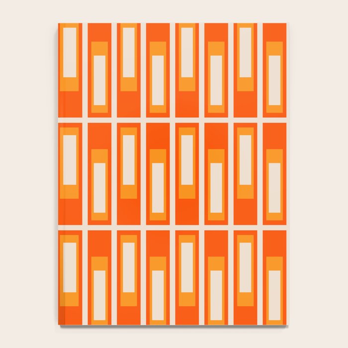 Mid Century Modern Geometric Lexington Ave Pattern in 70s Orange and Cream Beige Notebook Gallery Image 4
