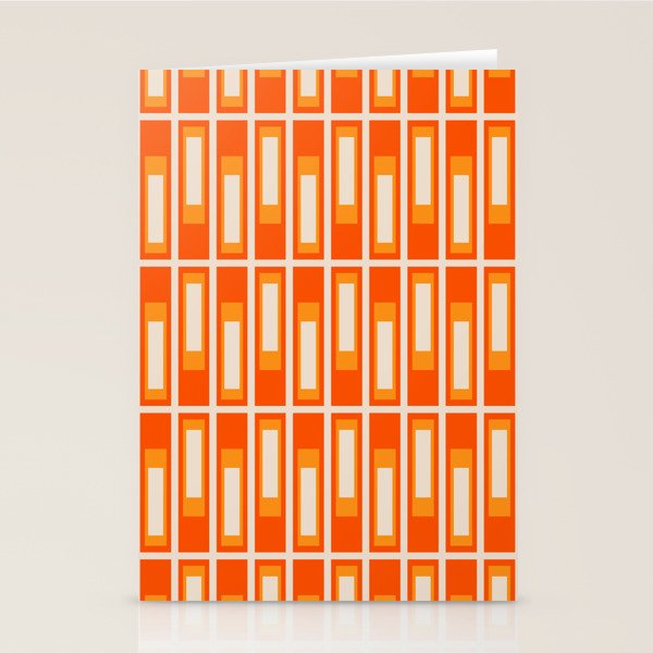 Mid Century Modern Geometric Lexington Ave Pattern in 70s Orange and Cream Beige Stationery Card Gallery Image 1