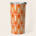 Mid Century Modern Geometric Lexington Ave Pattern in 70s Orange and Cream Beige Travel Mug Gallery Image 2