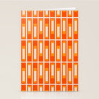 Mid Century Modern Geometric Lexington Ave Pattern in 70s Orange and Cream Beige Stationery Card Gallery Image 2