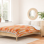 Mid Century Modern Geometric Lexington Ave Pattern in 70s Orange and Cream Beige Duvet Cover Gallery Image 2