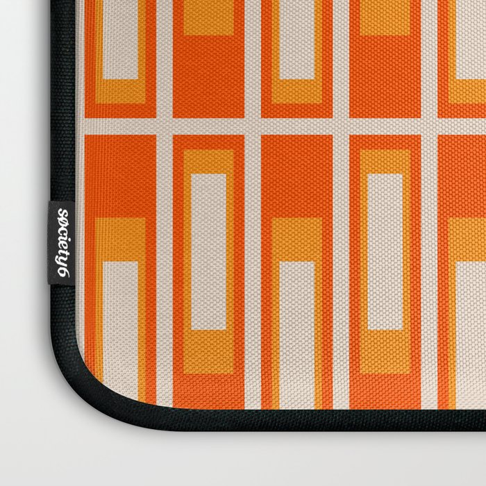 Mid Century Modern Geometric Lexington Ave Pattern in 70s Orange and Cream Beige Laptop Sleeve Gallery Image 3