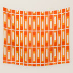 Mid Century Modern Geometric Lexington Ave Pattern in 70s Orange and Cream Beige Wall Tapestry Gallery Image 4