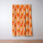 Mid Century Modern Geometric Lexington Ave Pattern in 70s Orange and Cream Beige Window Curtain Gallery Image 3