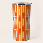 Mid Century Modern Geometric Lexington Ave Pattern in 70s Orange and Cream Beige Travel Mug Gallery Image 1