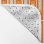 Mid Century Modern Geometric Lexington Ave Pattern in 70s Orange and Cream Beige Bath Mat Gallery Image 2