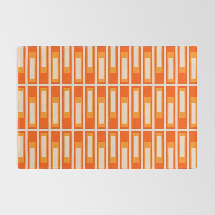 Mid Century Modern Geometric Lexington Ave Pattern in 70s Orange and Cream Beige Rug Gallery Image 2