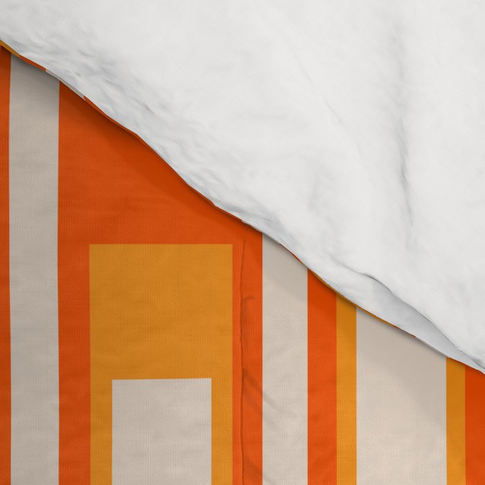 Mid Century Modern Geometric Lexington Ave Pattern in 70s Orange and Cream Beige Comforter Gallery Image 4
