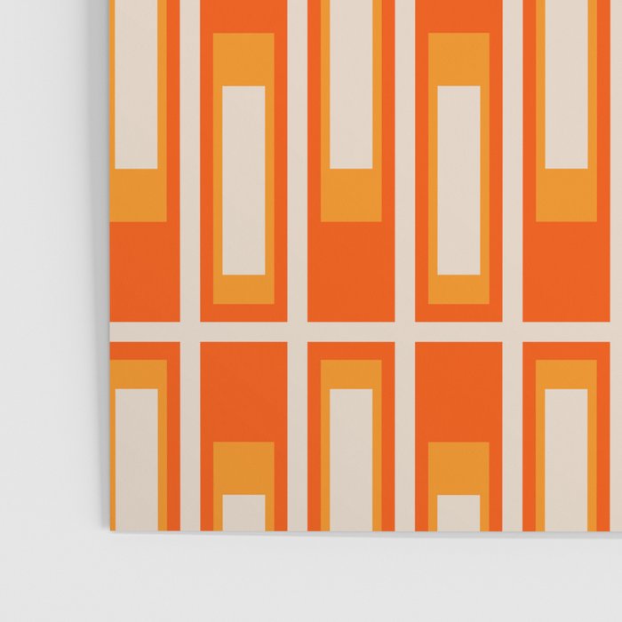 Mid Century Modern Geometric Lexington Ave Pattern in 70s Orange and Cream Beige Poster Gallery Image 3
