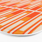 Mid Century Modern Geometric Lexington Ave Pattern in 70s Orange and Cream Beige Bath Mat Gallery Image 3