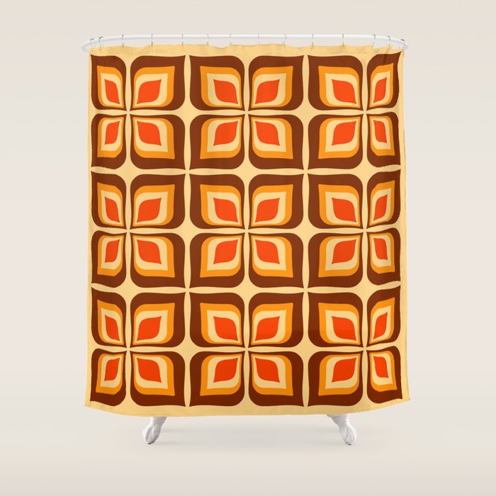 Retro Mid Century Modern Floral Pattern 721 Autumn Shower Curtain Gallery Image 1
